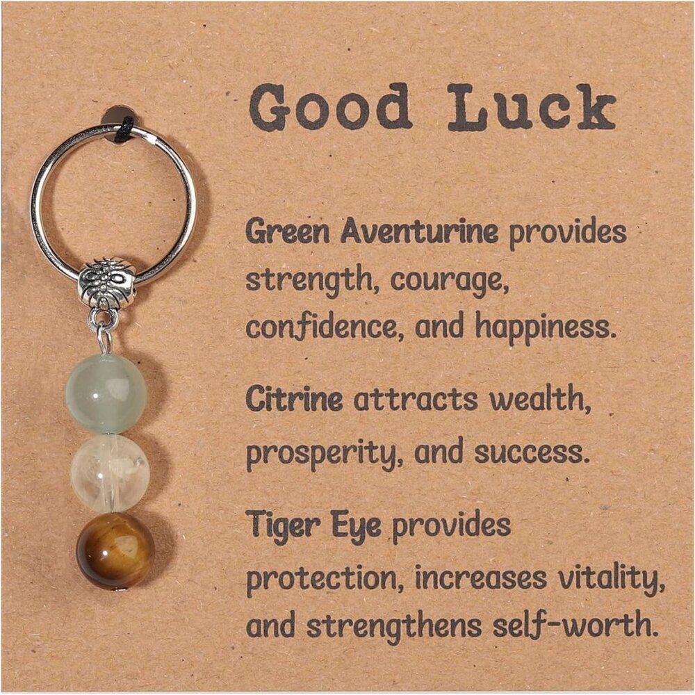 Natural Crystals Keychain Gift for New Beginnings, Small Healing Stones Keychain